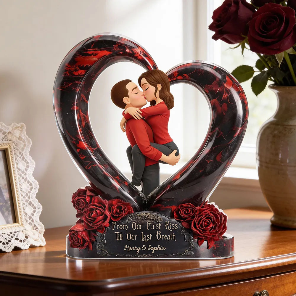 Custom Couple Heart Sculpture for Lovers with Romantic Message - Anniversary Gift Plaque MagicInPrints