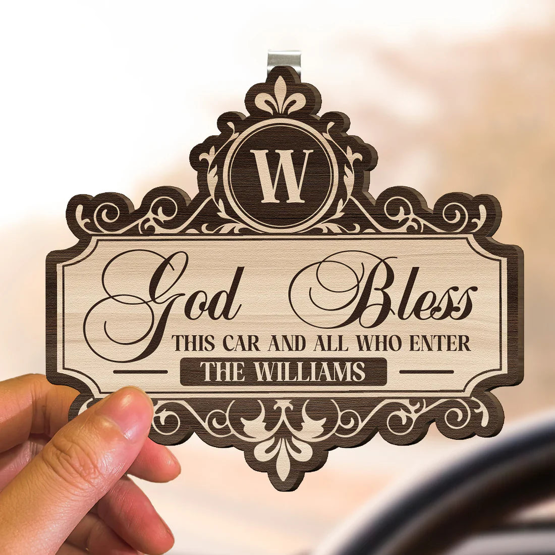 Personalized Car Blessing Plaque for Families - Religious Gift Car Hanger MagicInPrints