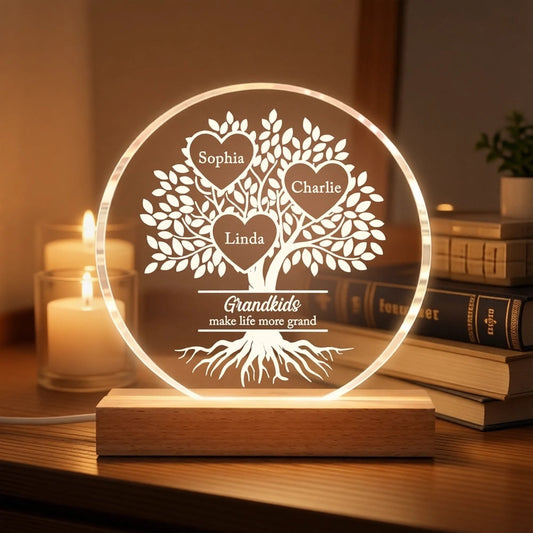 Personalized LED Family Tree Night Light for Grandparents - Heartwarming Decor Gift Plaque MagicInPrints
