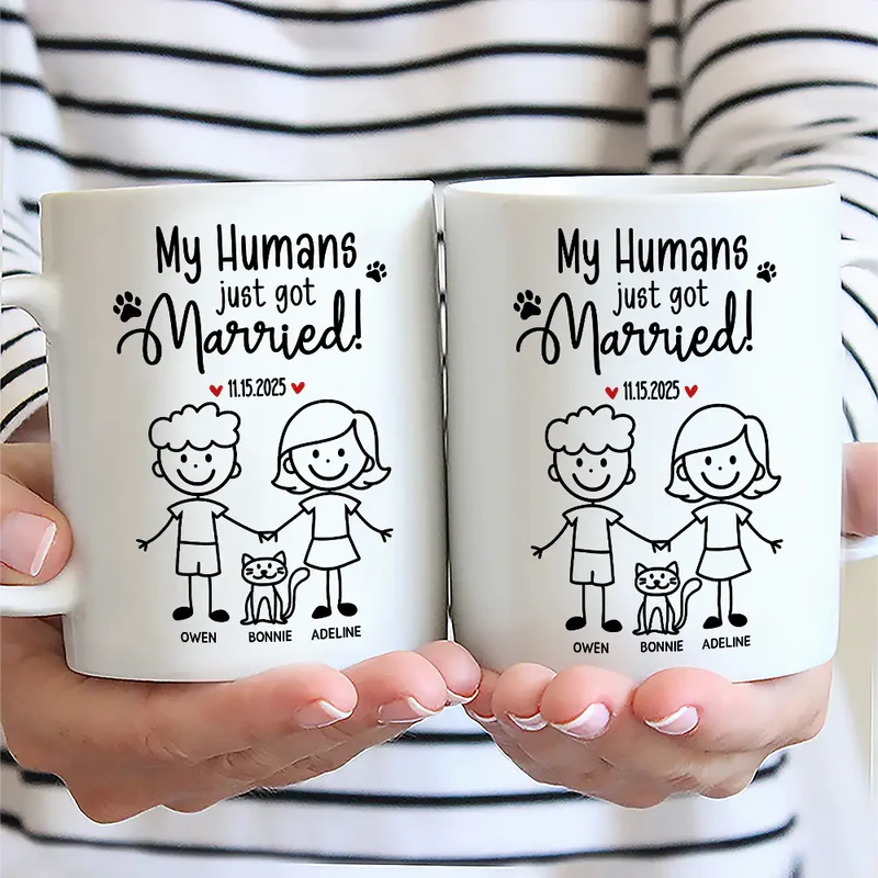 Personalized Wedding Announcement Mug for Couples with Pets - Engagement Gift Cup MagicInPrints