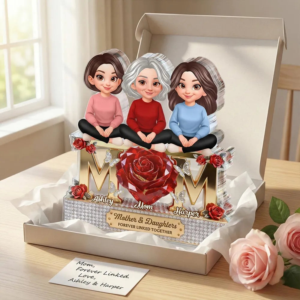 Custom Mother & Daughters Figurine Gift - Sentimental Keepsake for Family Bond Plaque MagicInPrints
