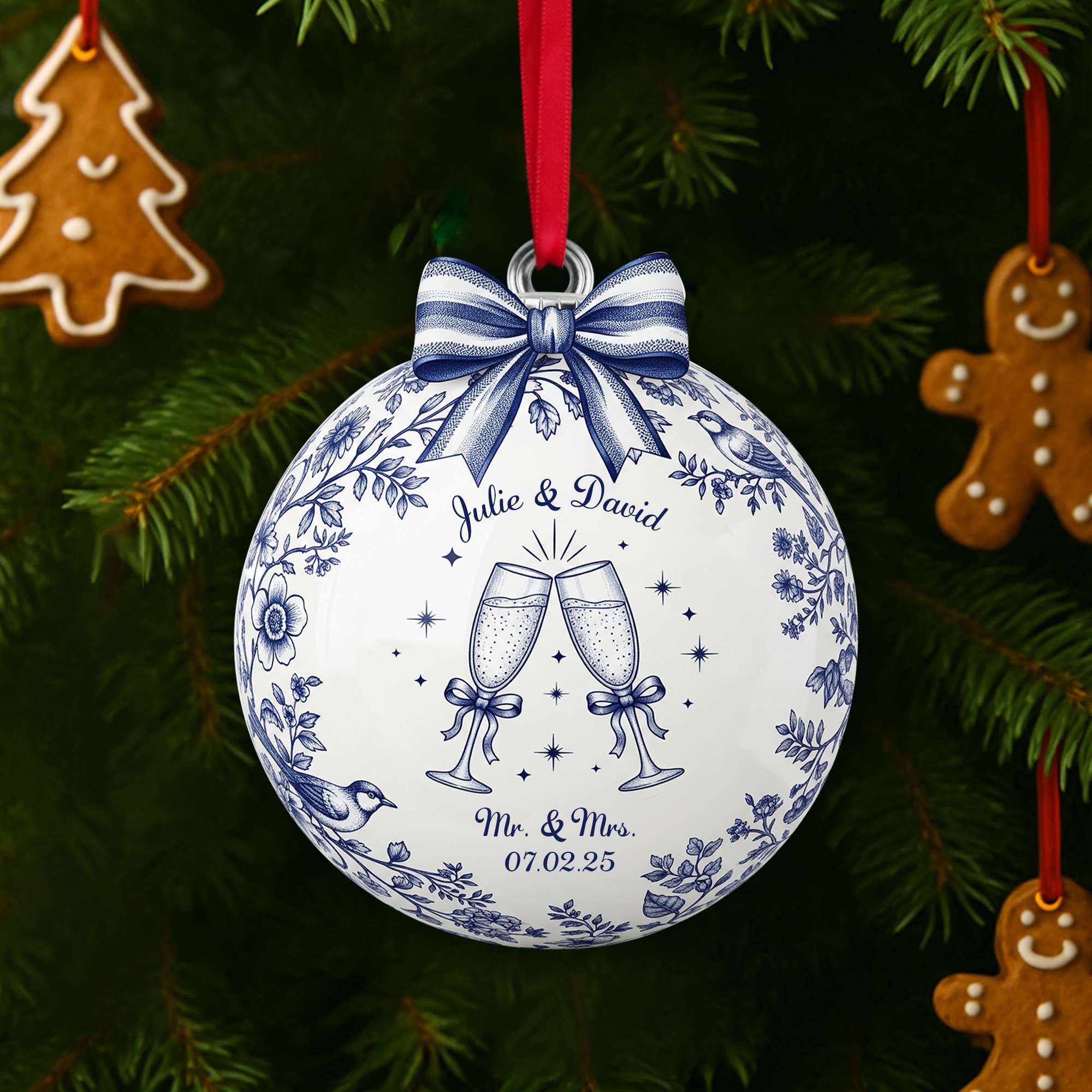 Celebrate Your Love: Personalized Happily Engaged Couple Ornament - Unique Gift for Couples Ornament MagicInPrints