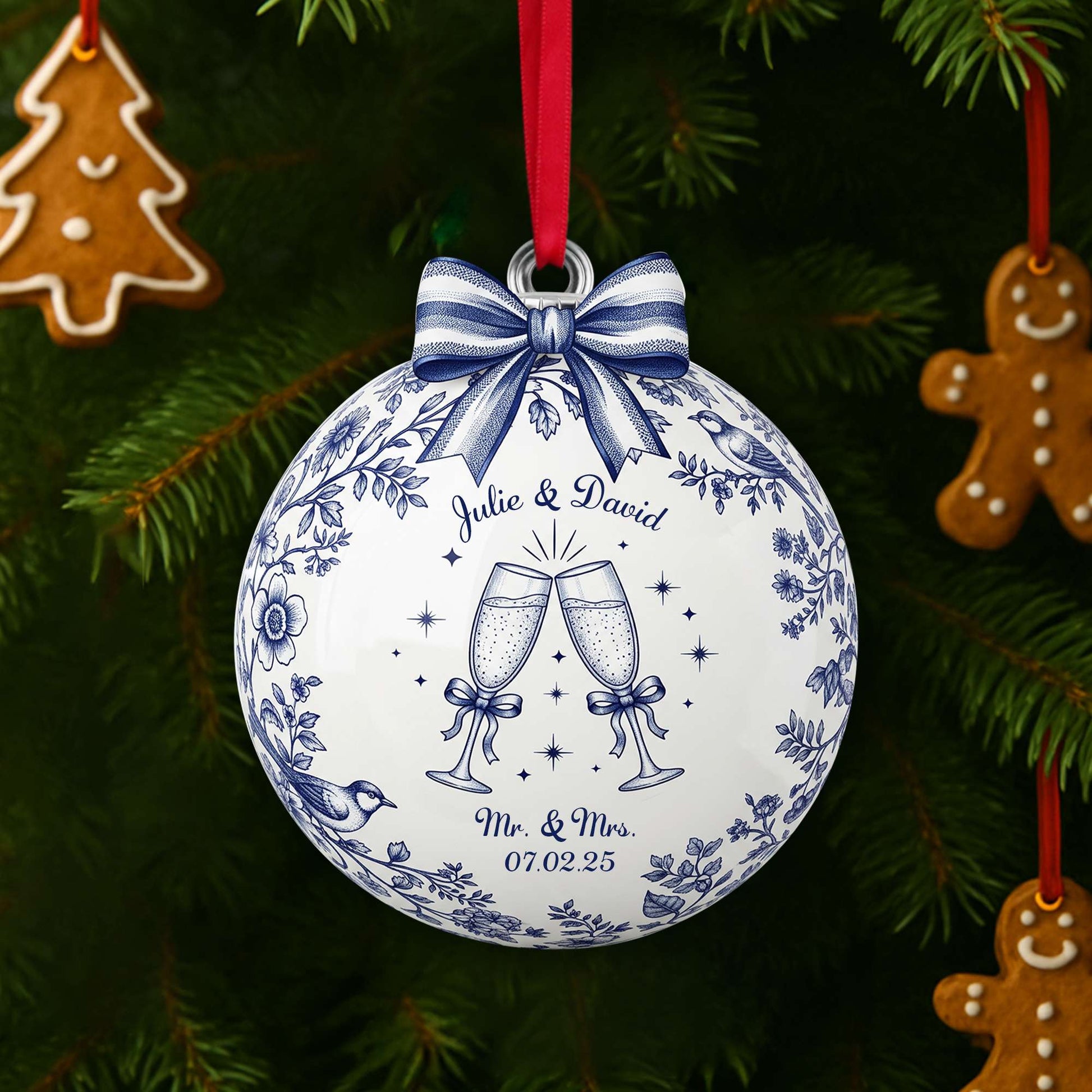 Celebrate Your Love: Personalized Happily Engaged Couple Ornament - Unique Gift for Couples Ornament MagicInPrints