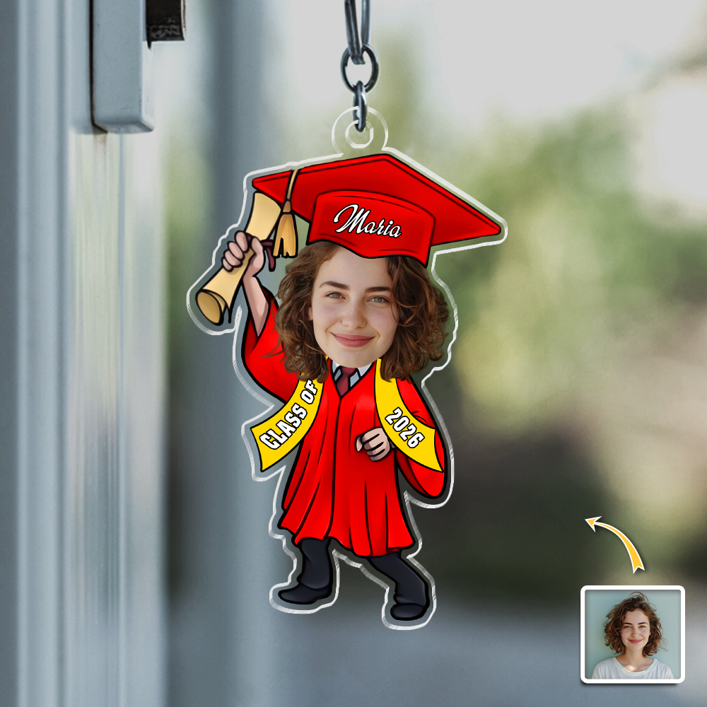 Custom Graduation Photo Keychain for Graduates - Class of 2026 Keepsake Keychain MagicInPrints