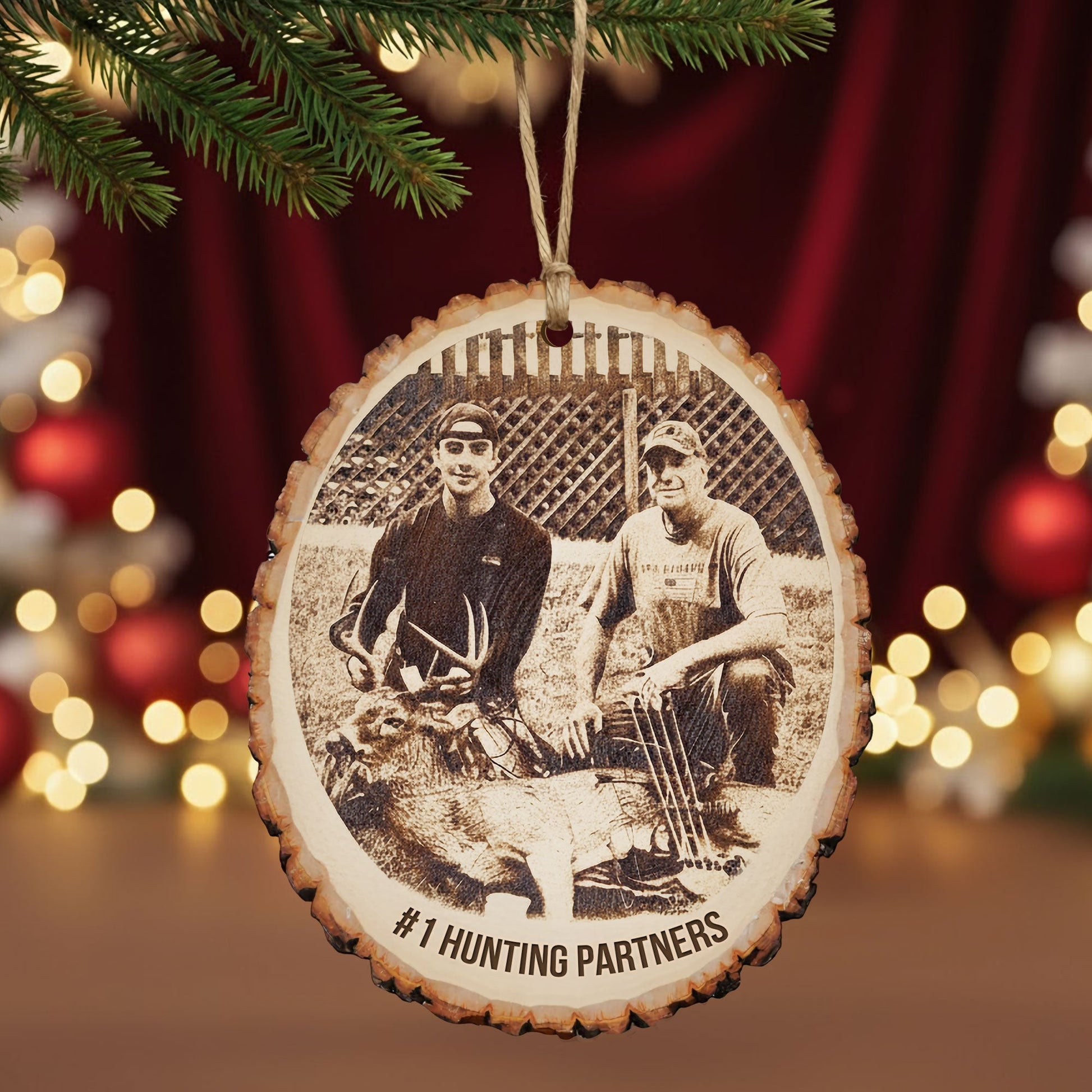 Celebrate Your Adventures: Custom Photo Engraved Wood Ornament - Personalized Gift for Hunting Lovers Ornament MagicInPrints