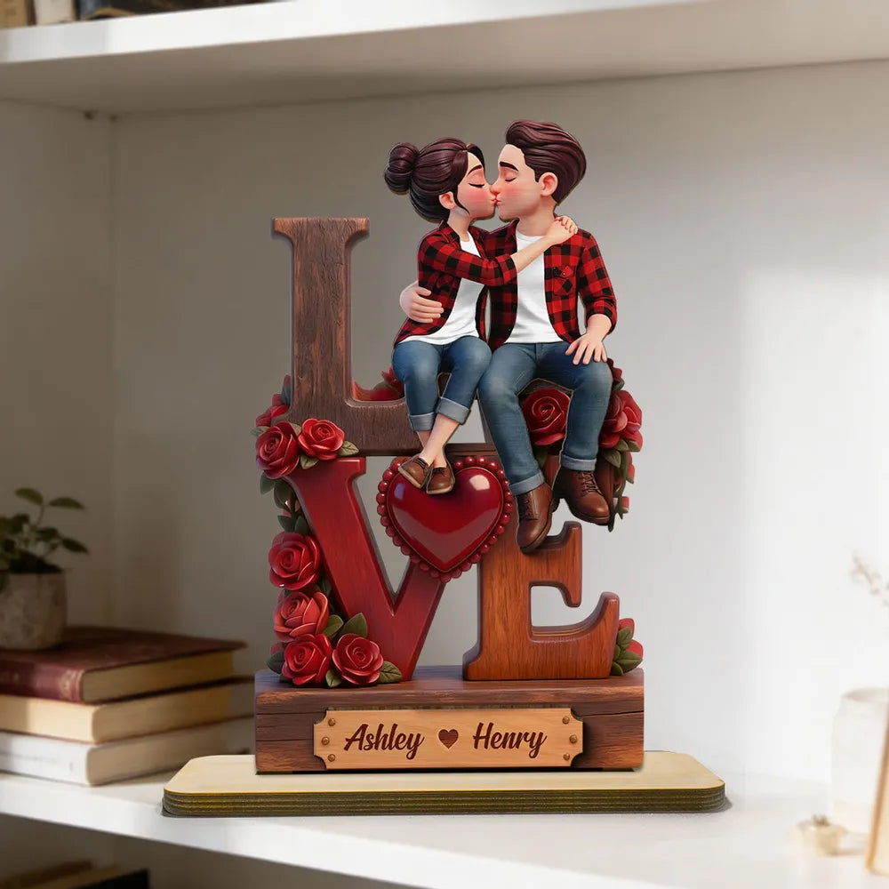 Personalized Couple Figurine Love Sculpture for Anniversary Gift - Romantic Home Decor Plaque MagicInPrints