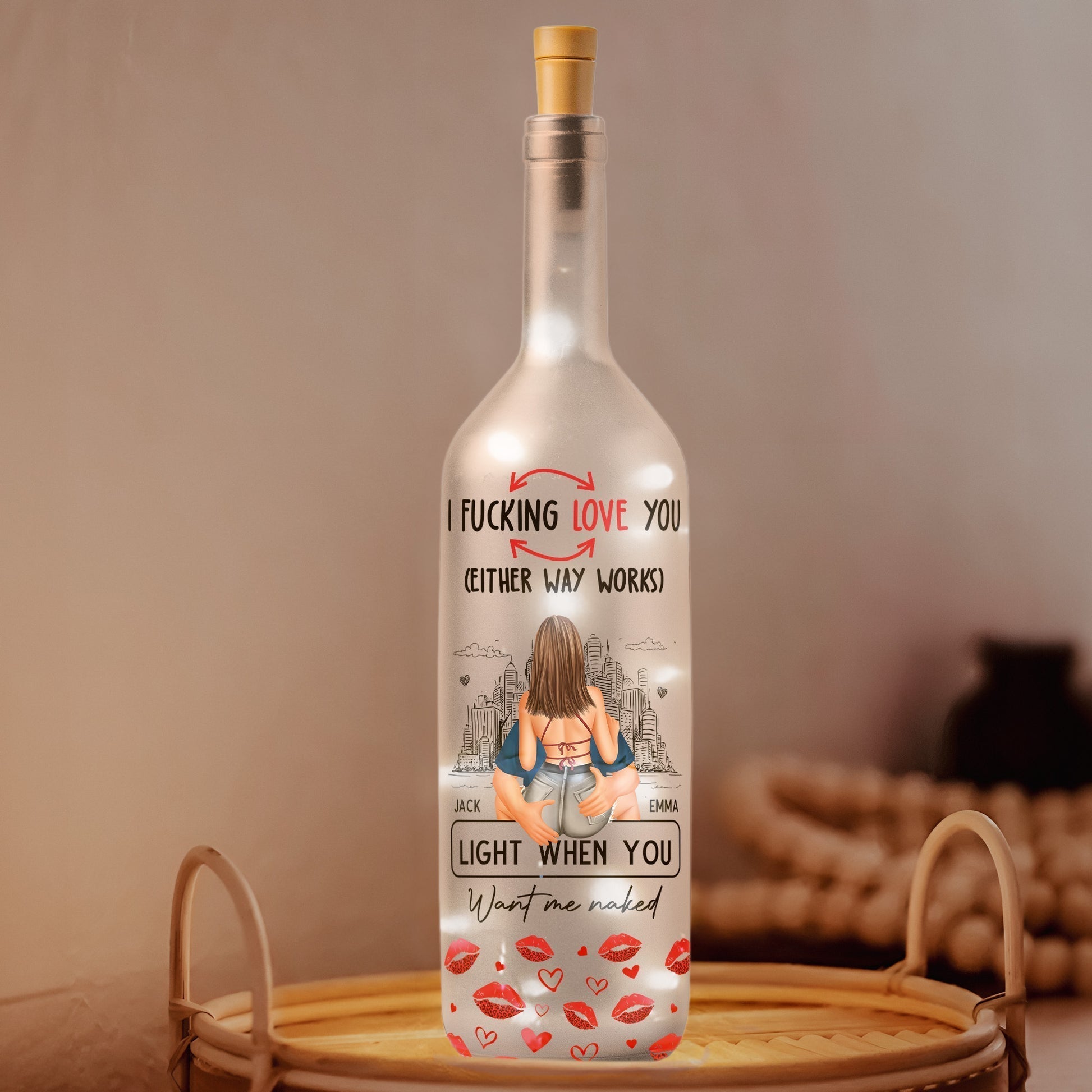 Personalized Romantic LED Bottle Light for Couples - Anniversary Gift Lamp MagicInPrints