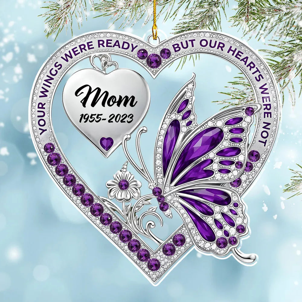 Personalized Memorial Ornament for Mom - Heart and Butterfly Design Ornament MagicInPrints