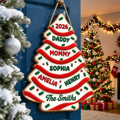 Personalized Wooden Christmas Tree Sign Custom Family Decor Gift