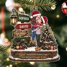 Load image into Gallery viewer, Personalized Acrylic Christmas Ornament Kissing Couple Gift for Couple
