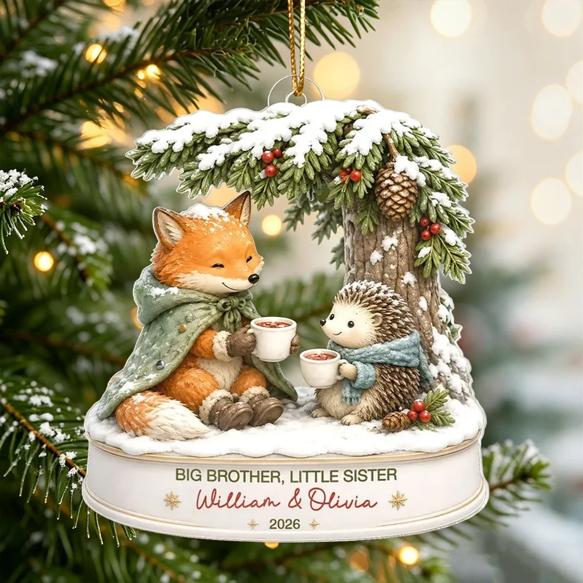 Personalized Big Brother Little Sister Acrylic Ornament Gift