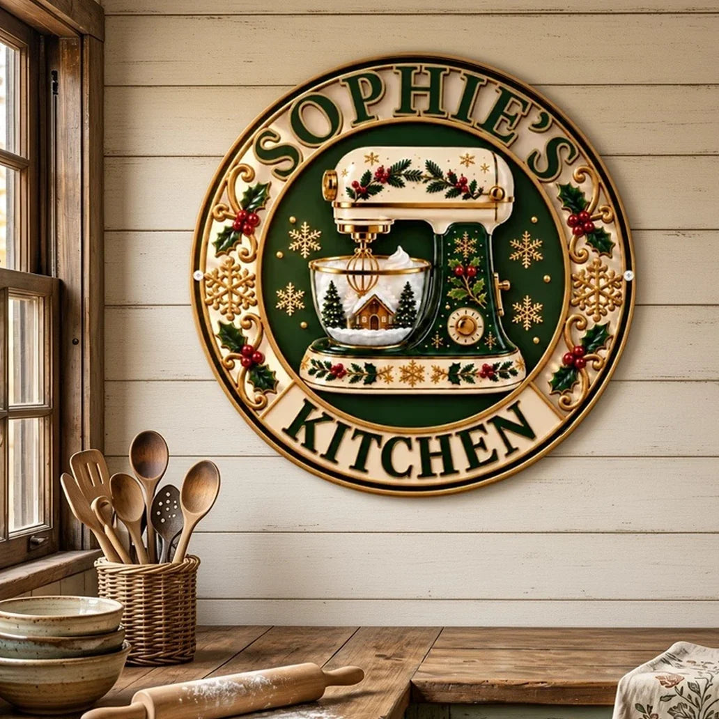 Personalized Shaped Metal Sign with Stand Mixer Kitchen Decor Gift for Home Cook