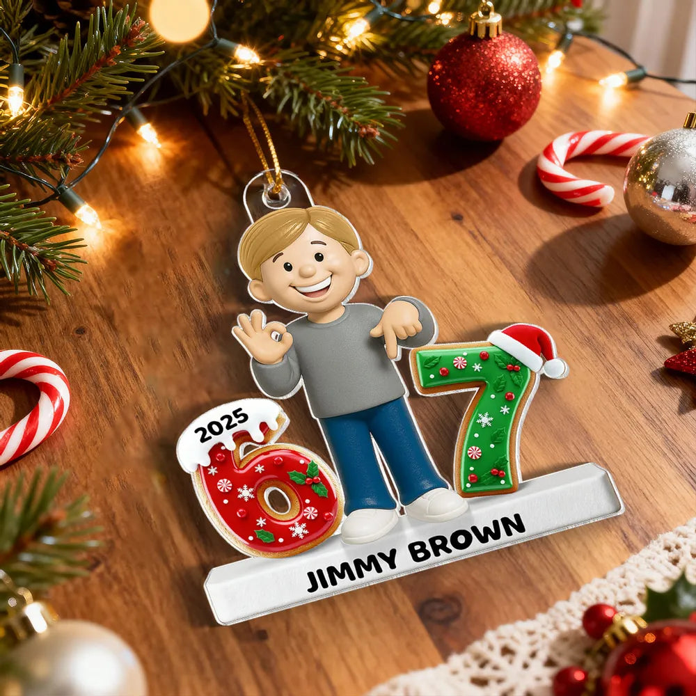 Personalized Boy Christmas Ornament 2025 - Custom Name Holiday Decoration Ornament MagicInPrints