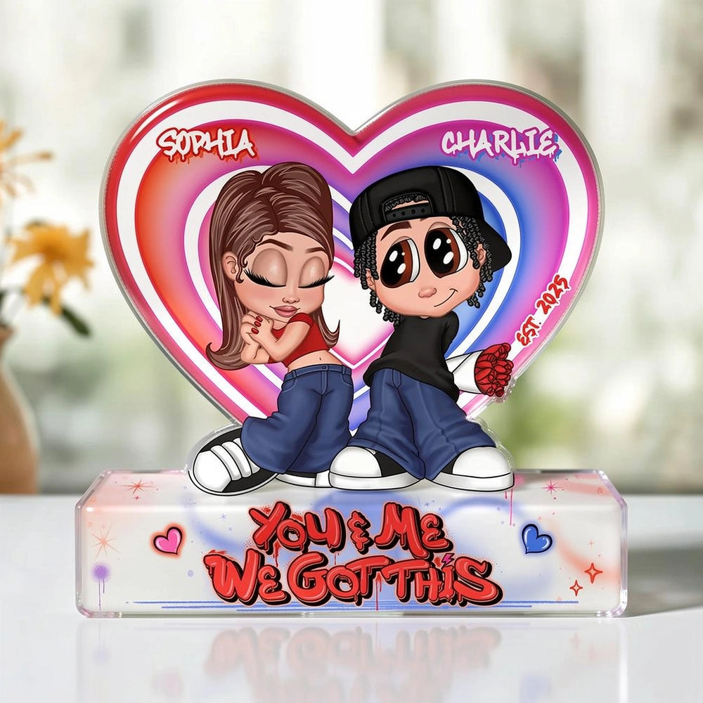 Personalized Heart-Shaped Acrylic Couple Figurine - Romantic Gift for Anniversaries Plaque MagicInPrints