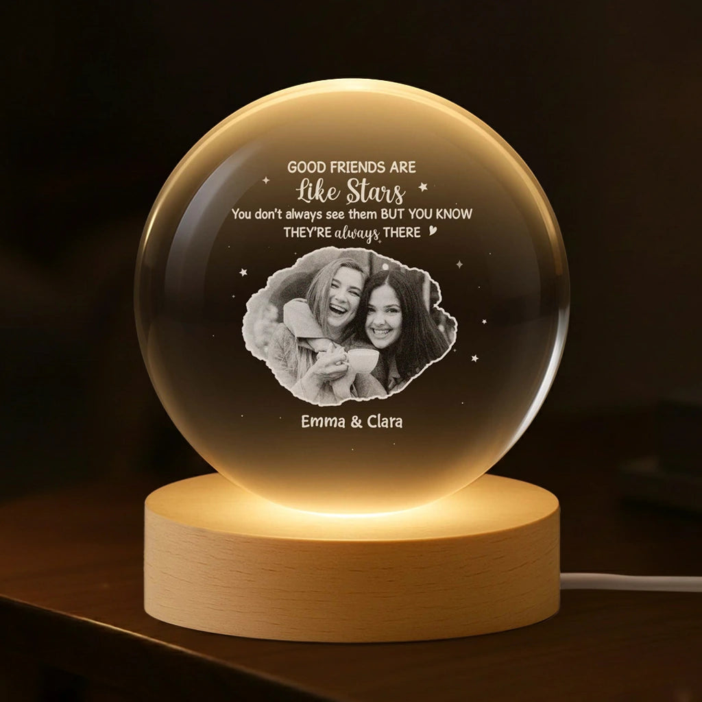 Personalized Friendship Photo Crystal Globe Lamp for Best Friends - Sentimental Gift Lamp MagicInPrints