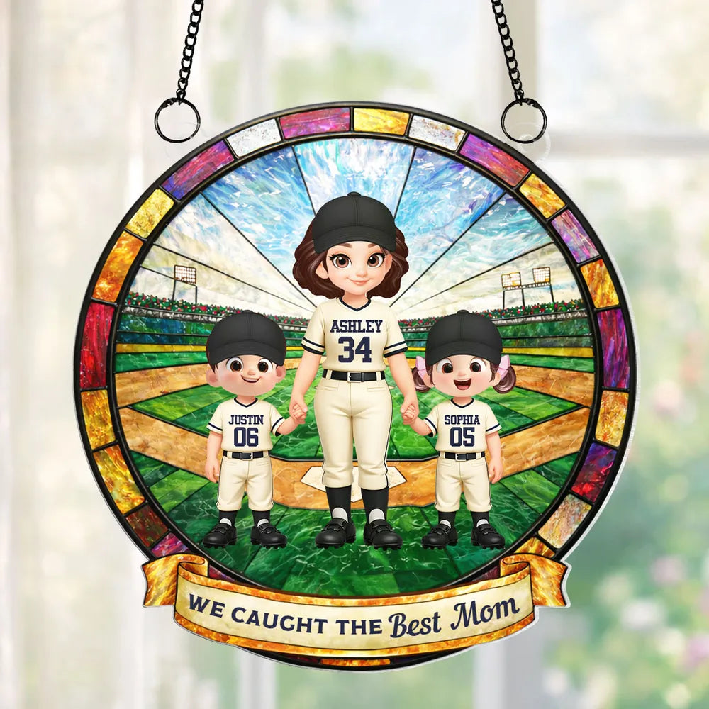 Personalized Baseball Family Stained Glass Ornament - Mother's Day Gift Ornament MagicInPrints