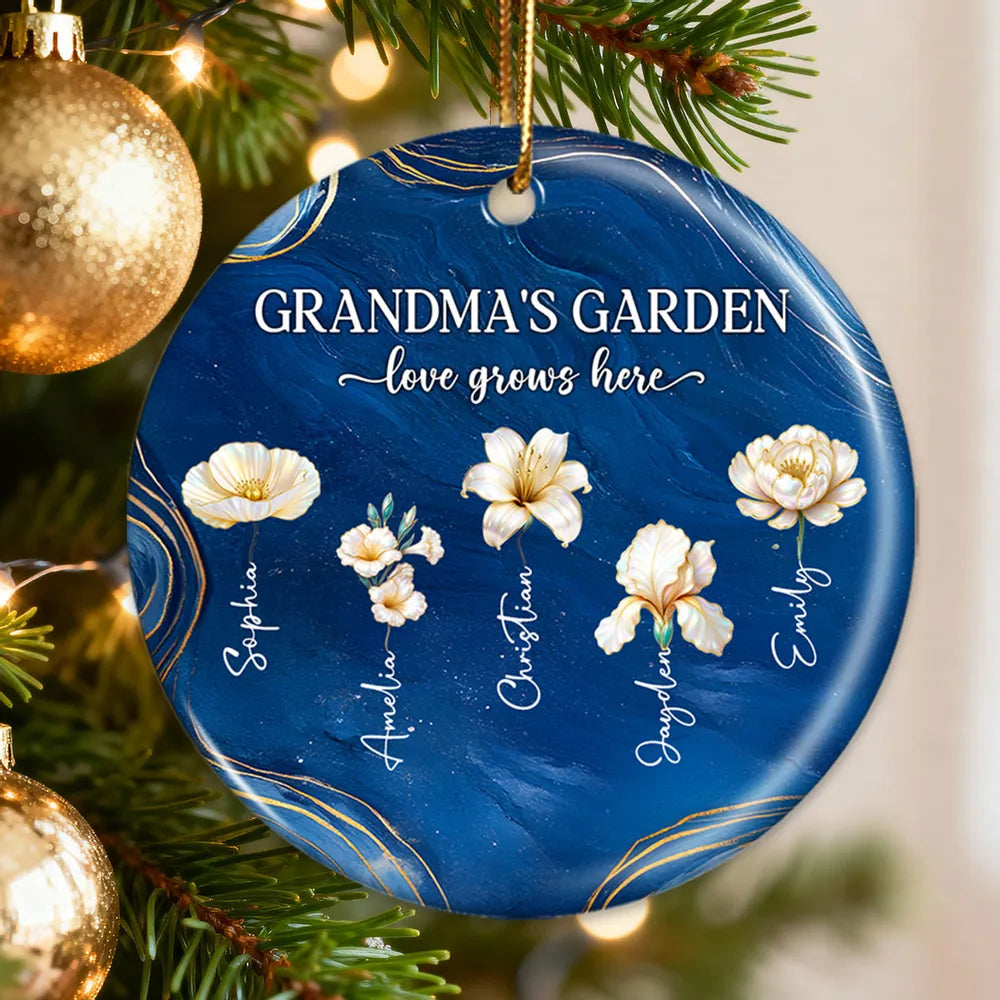 Personalized Family Ornament for Grandma - Floral Design Keepsake Ornament MagicInPrints