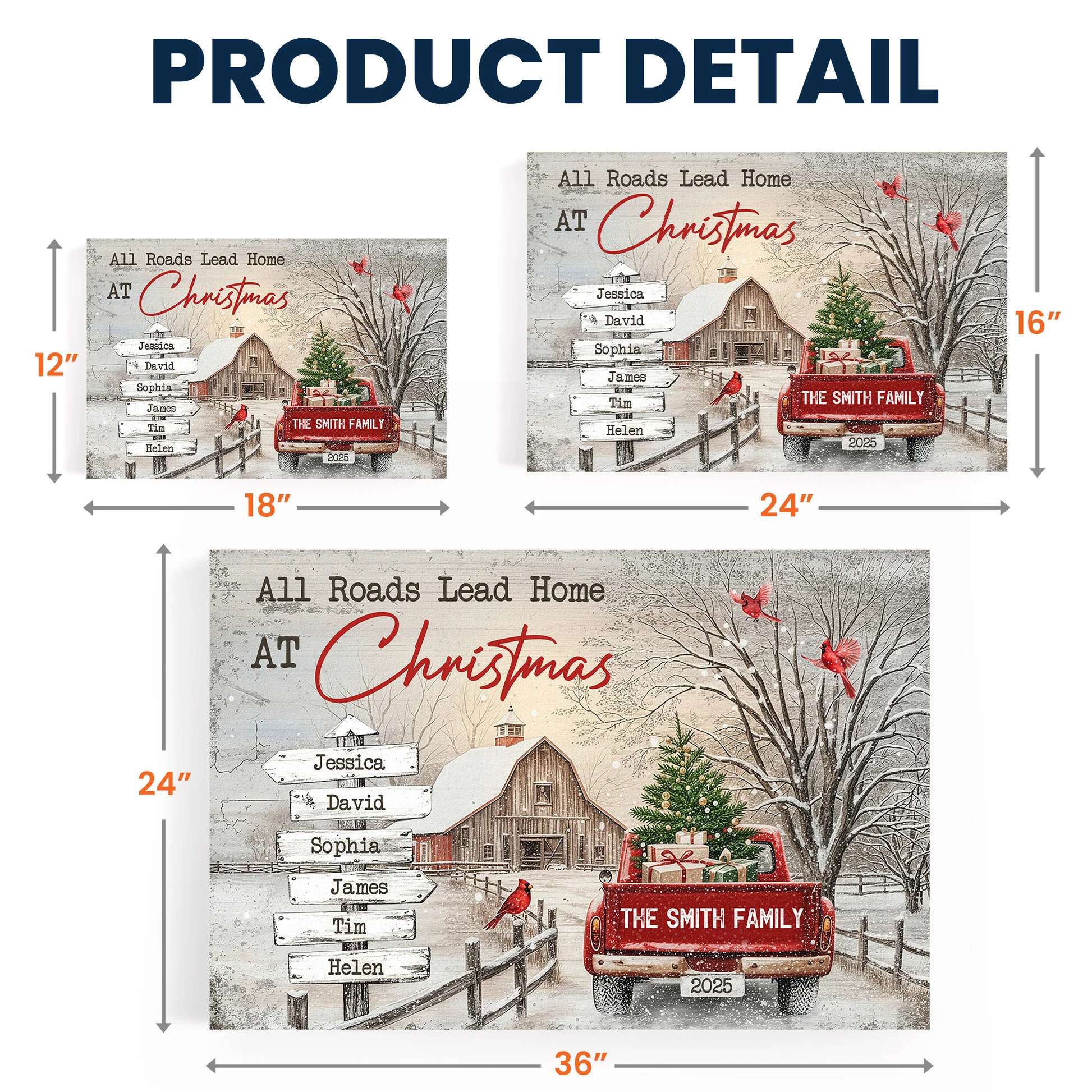 Personalized Family Christmas Canvas Art with Names - Holiday Home Decor Poster or Canvas MagicInPrints