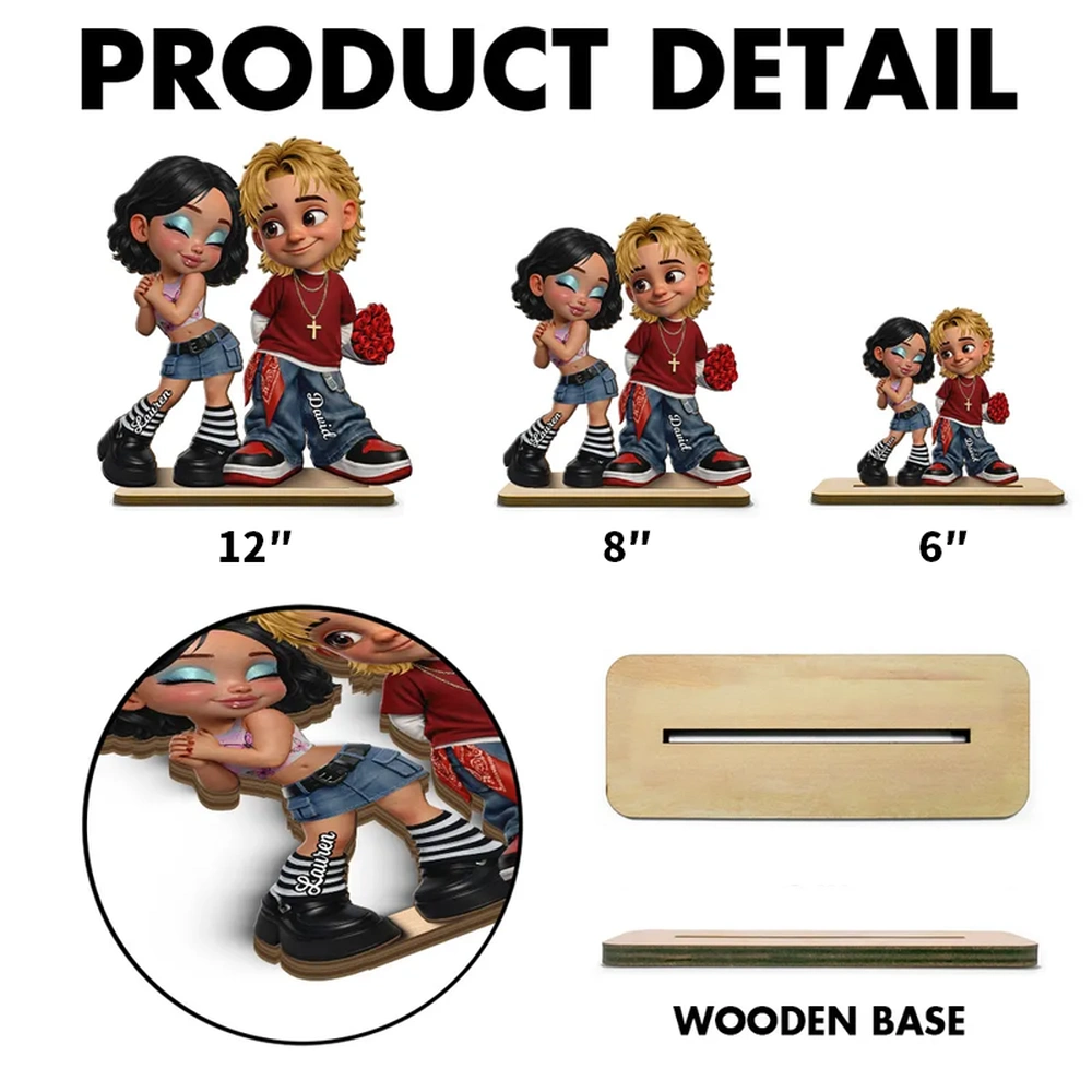 Personalized Couple Figurine Romantic Gift for Valentine's Day - Custom Names Plaque MagicInPrints