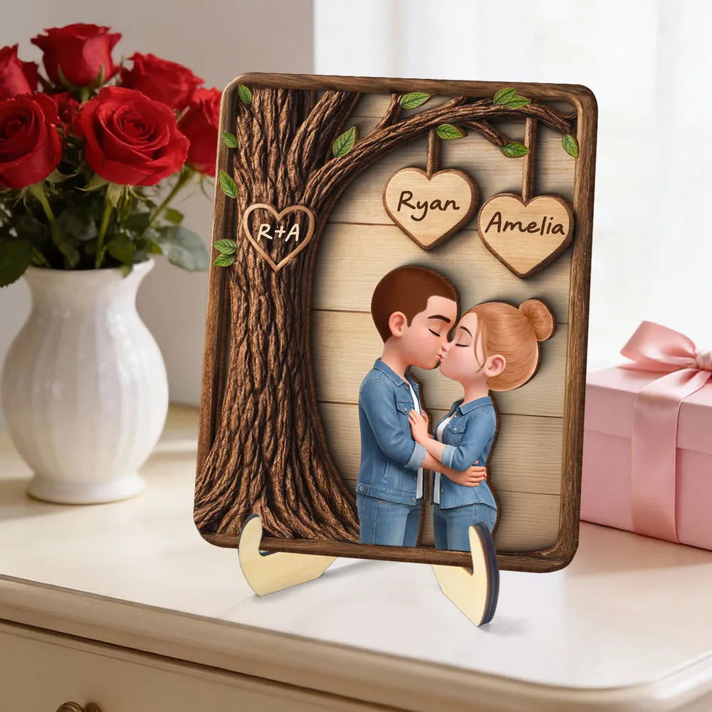Personalized Couple Wooden Plaque for Romantic Occasions - Custom Names Engraved Plaque MagicInPrints