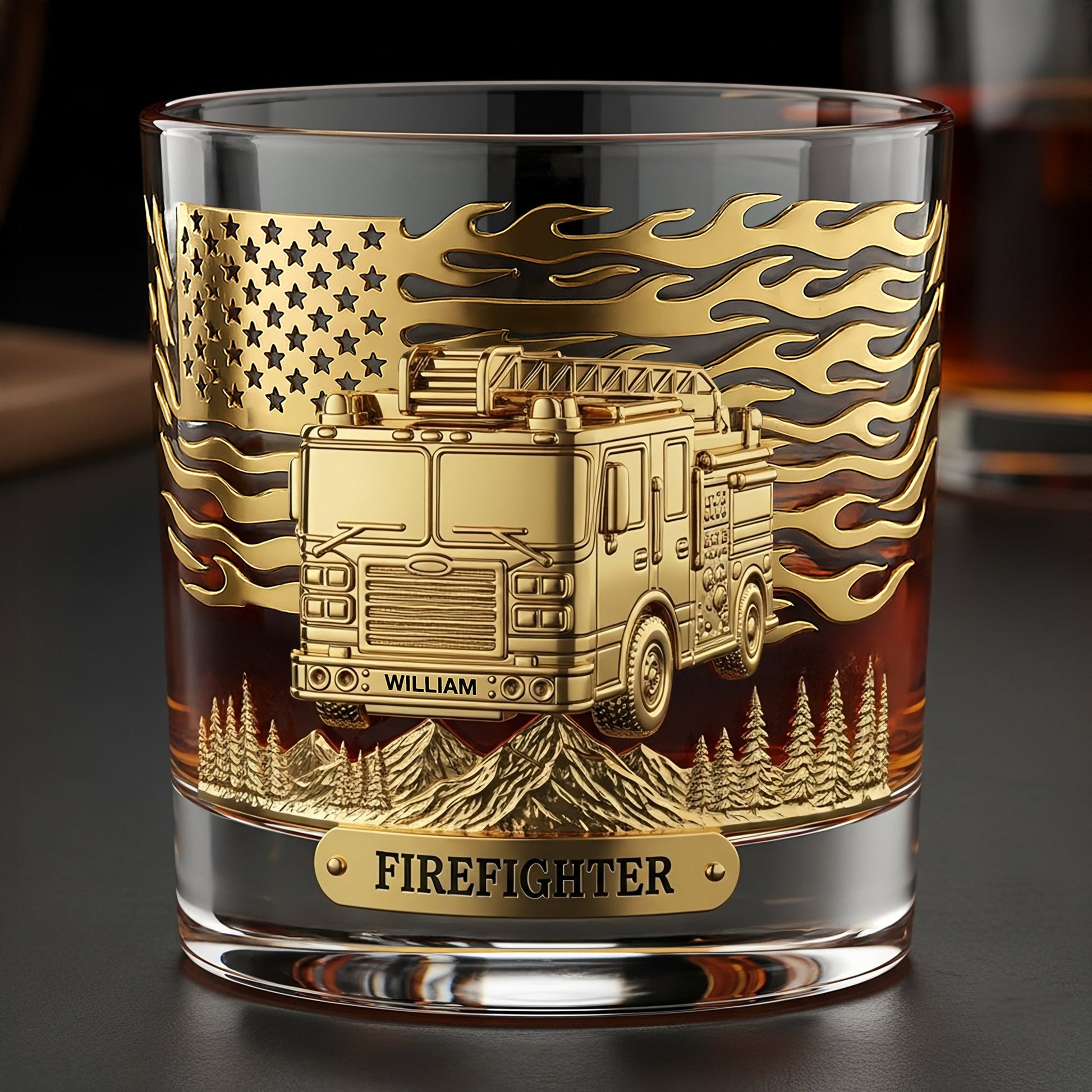 Honor the Brave: Personalized Firefighter Whiskey Glass - Perfect Gift for Retirees and Active Duty Heroes Whiskey Glass MagicInPrints