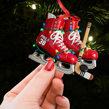 Load image into Gallery viewer, &quot;Skate into the Holidays with Style!&quot; - Ice Hockey Skates Ornament - Personalized Gift for Ice Hockey Lovers Ornament PopCulturePrints

