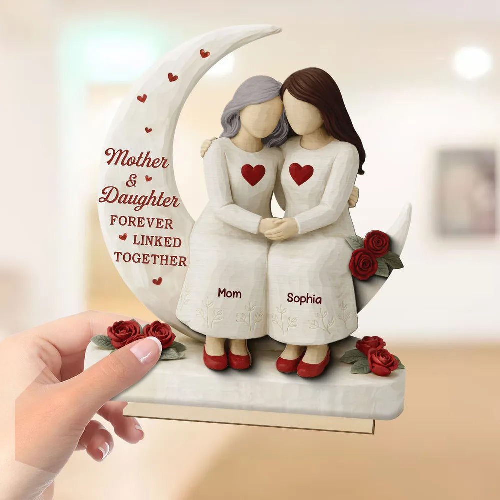 Personalized Mother & Daughter Figurine with Heart Design - Sentimental Keepsake Gift Plaque MagicInPrints