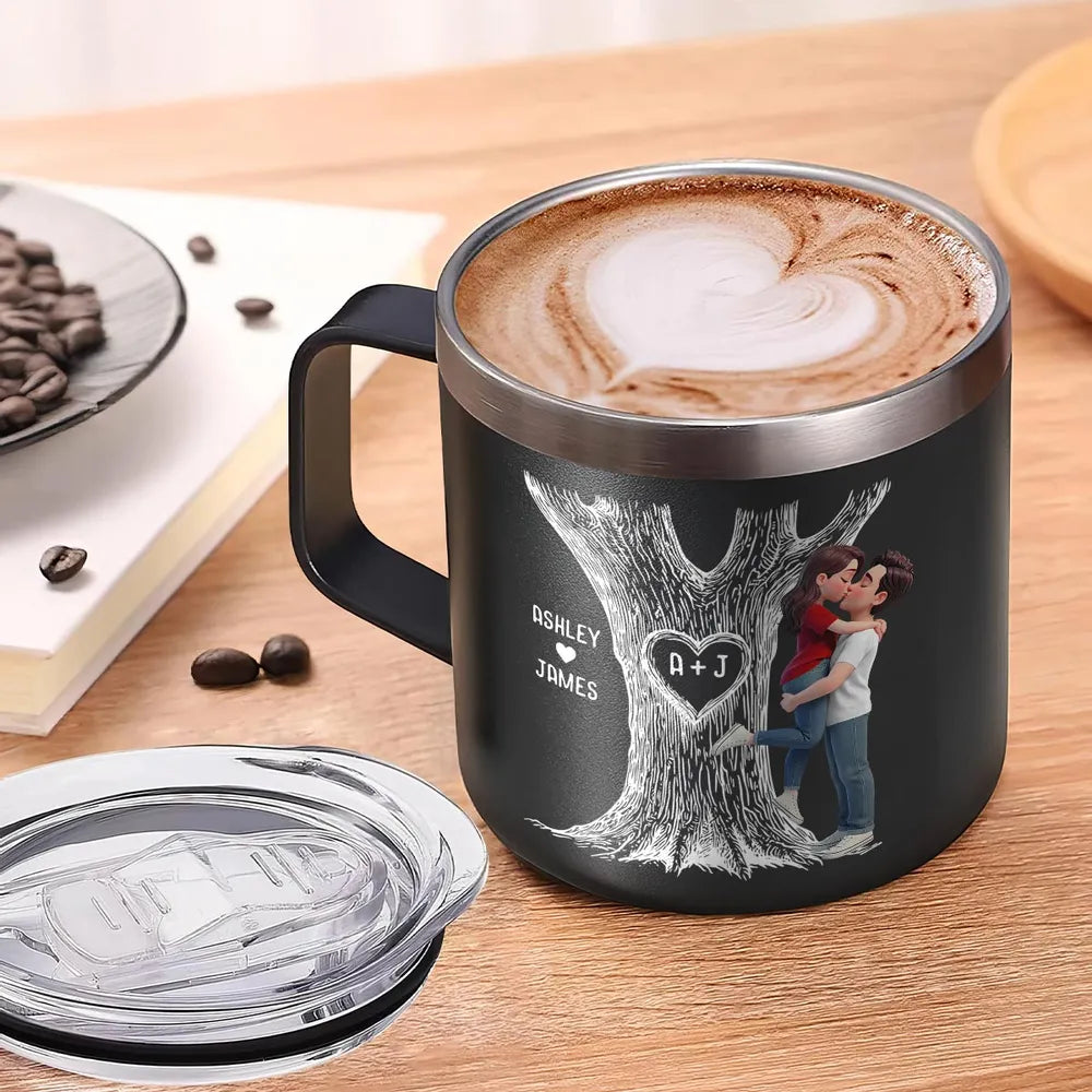 Personalized Couples Mug with Carved Tree Design - Romantic Gift for Anniversaries Cup MagicInPrints