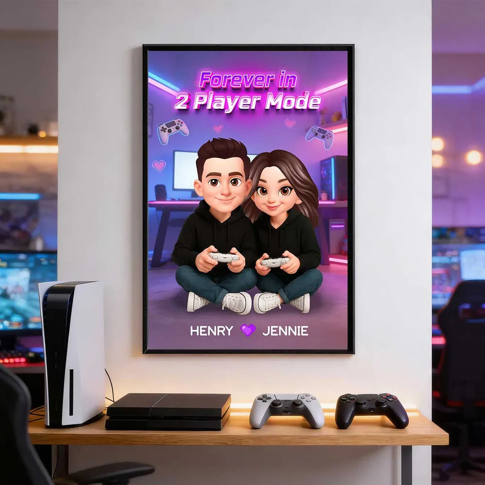 Personalized Couple Gamer Poster - Custom Names & Avatar - Perfect for Gaming Lovers Poster or Canvas MagicInPrints