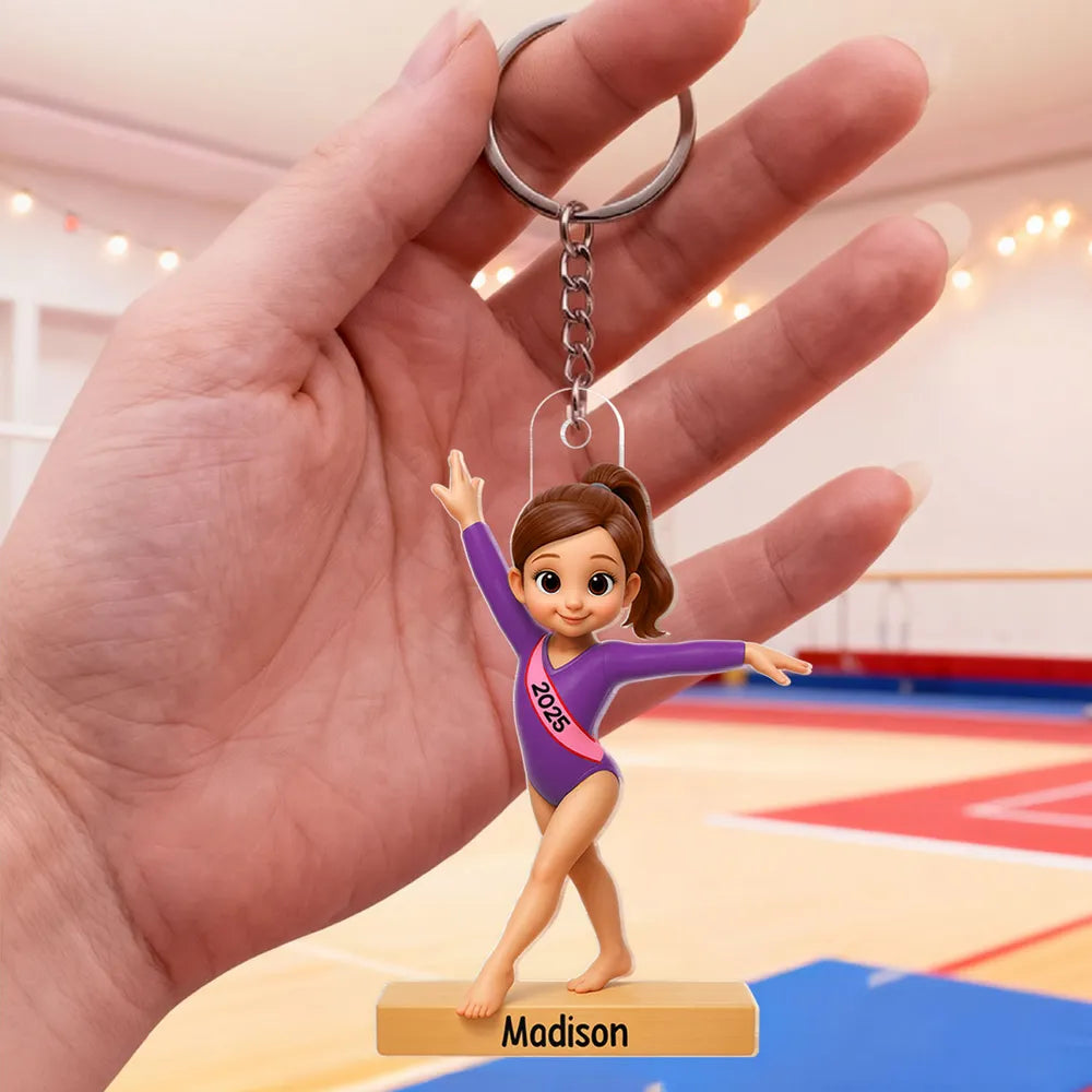 Personalized Gymnast Keychain for Kids - Custom Name and Year Keychain MagicInPrints