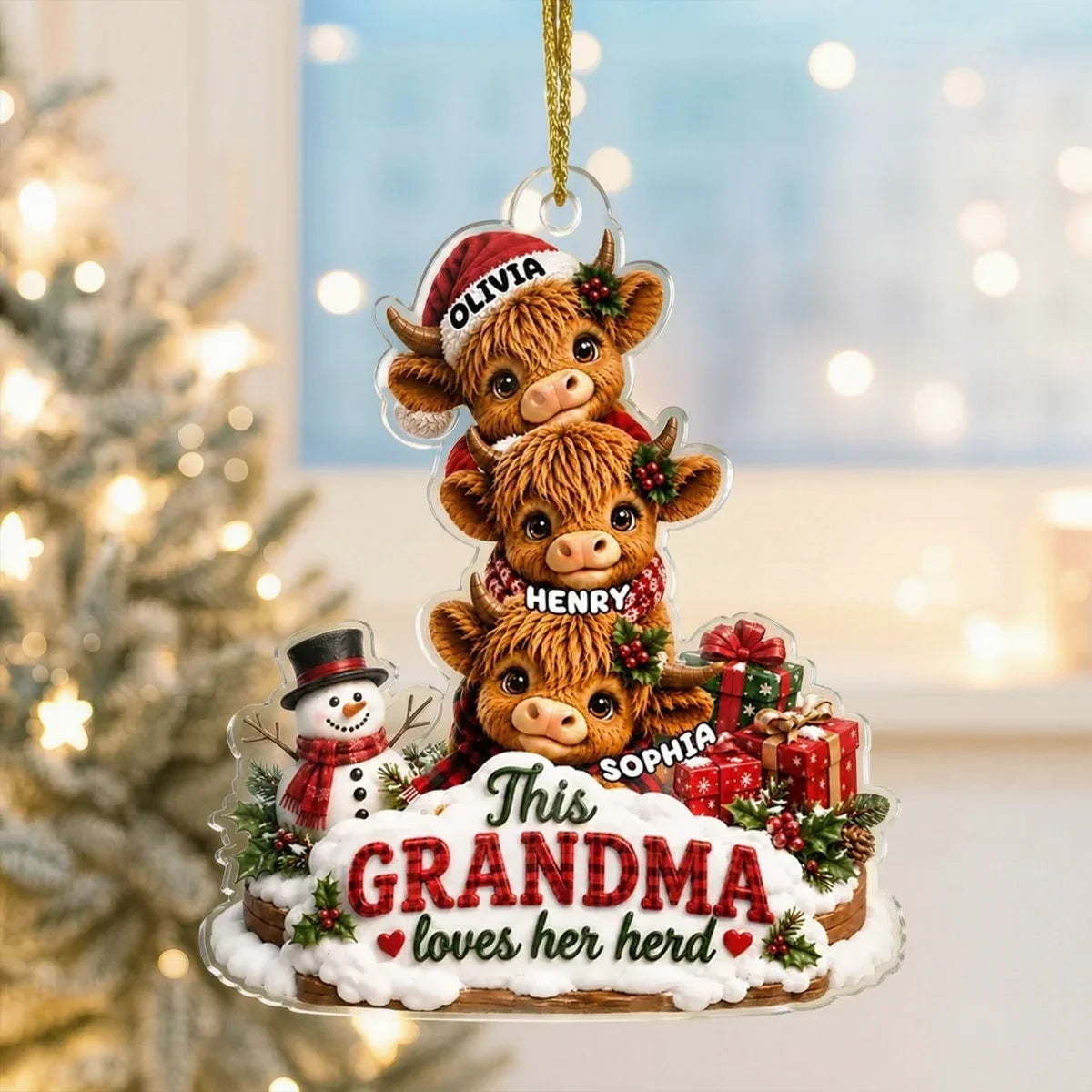 Personalized Acrylic Ornament Custom Gift for Grandma Holiday Cheer