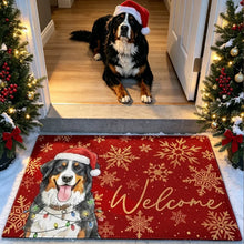 Load image into Gallery viewer, Personalized Watercolor Dog Doormat with Santa Hat Gift for Dog Owner
