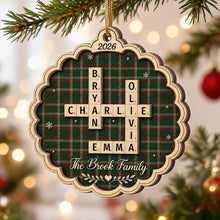 Load image into Gallery viewer, Personalized 2-Layer Wooden Ornament Family Crossword Gift for Grandparents
