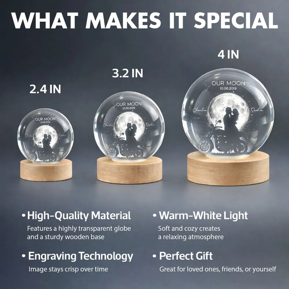 Personalized LED Moon Lamp for Couples with Custom Date - Romantic Gift Lamp MagicInPrints