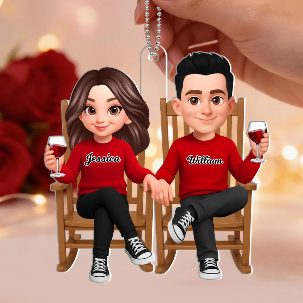 Personalized Couple Car Ornament - Romantic Gift for Anniversaries Car Hanger MagicInPrints