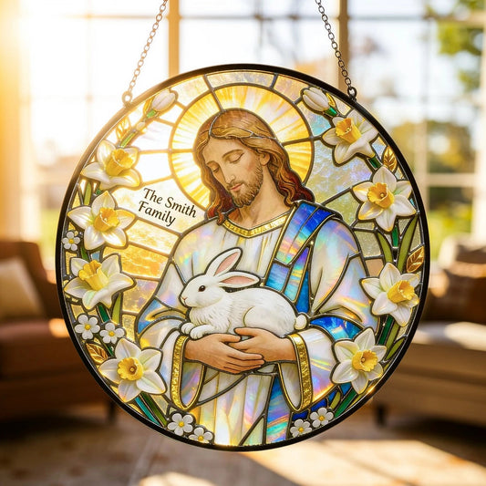 Personalized Stained Glass Suncatcher for Families - Religious Decor Ornament MagicInPrints