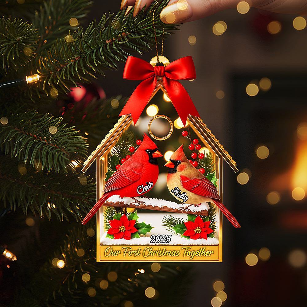 Our First Christmas Together - Customized Couple Cardinal Ornament Ornament MagicInPrints