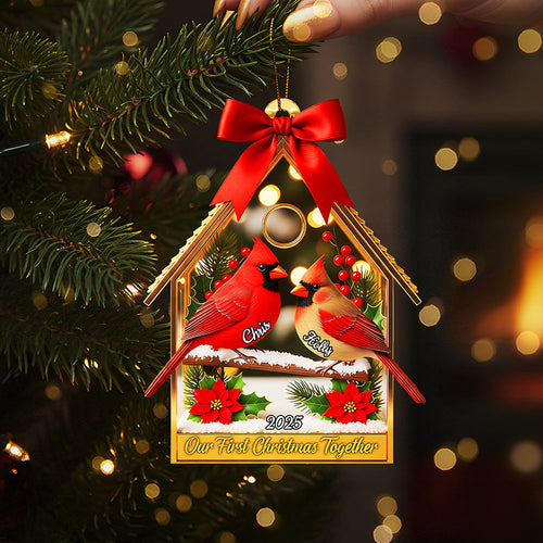 Our First Christmas Together - Customized Couple Cardinal Ornament Ornament MagicInPrints
