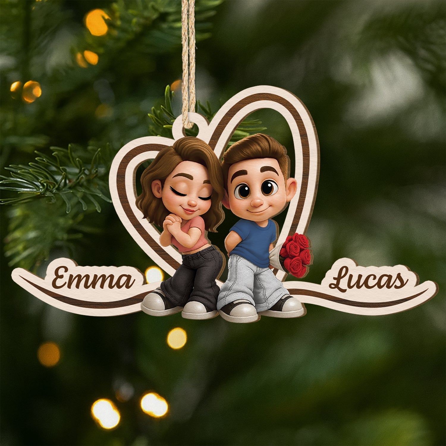 Personalized Couple Christmas Ornament for Lovers - Romantic Holiday Decor Ornament MagicInPrints
