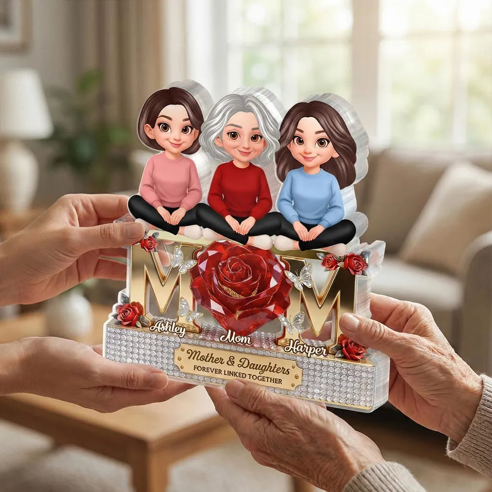 Custom Mother & Daughters Figurine Gift - Sentimental Keepsake for Family Bond Plaque MagicInPrints