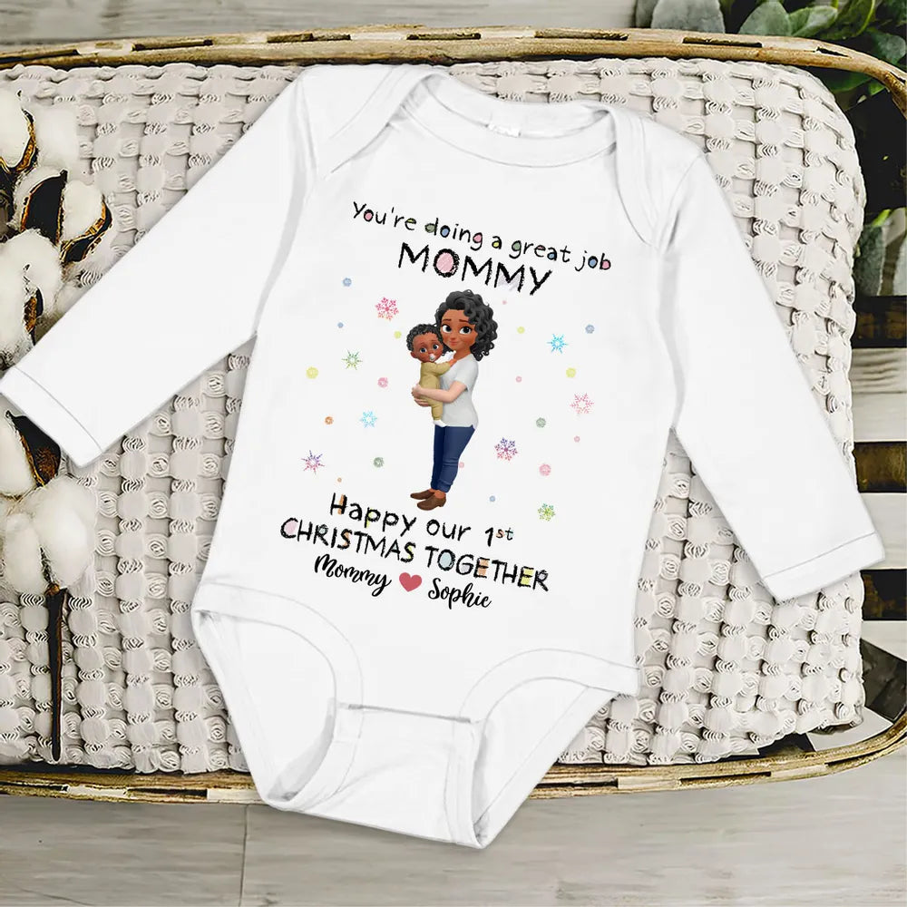 Personalized Baby Onesie for Mommy - First Christmas Together Cloth MagicInPrints