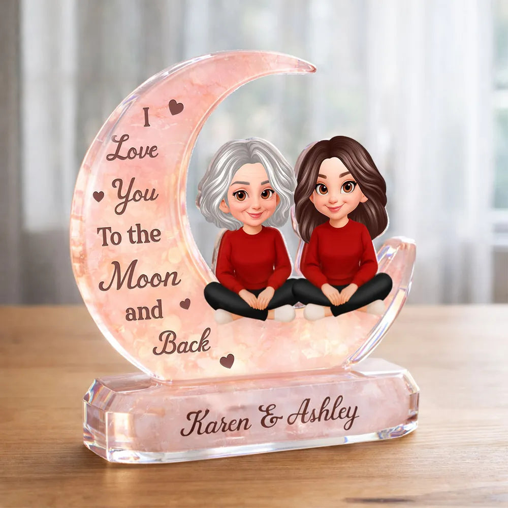 Personalized Moon-Shaped Acrylic Plaque for Couples - Sentimental Gift Plaque MagicInPrints