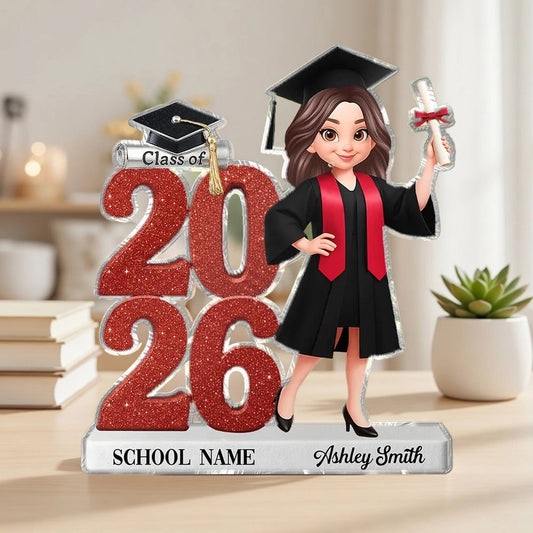 Personalized Graduation Class of 2026 Standee for Students - Custom Name and School Plaque MagicInPrints
