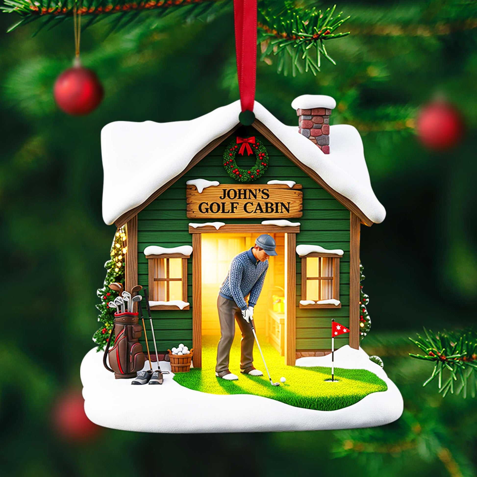 Golf Cabin Christmas Ornament - Personalized Gift For Golfers Ornament MagicInPrints