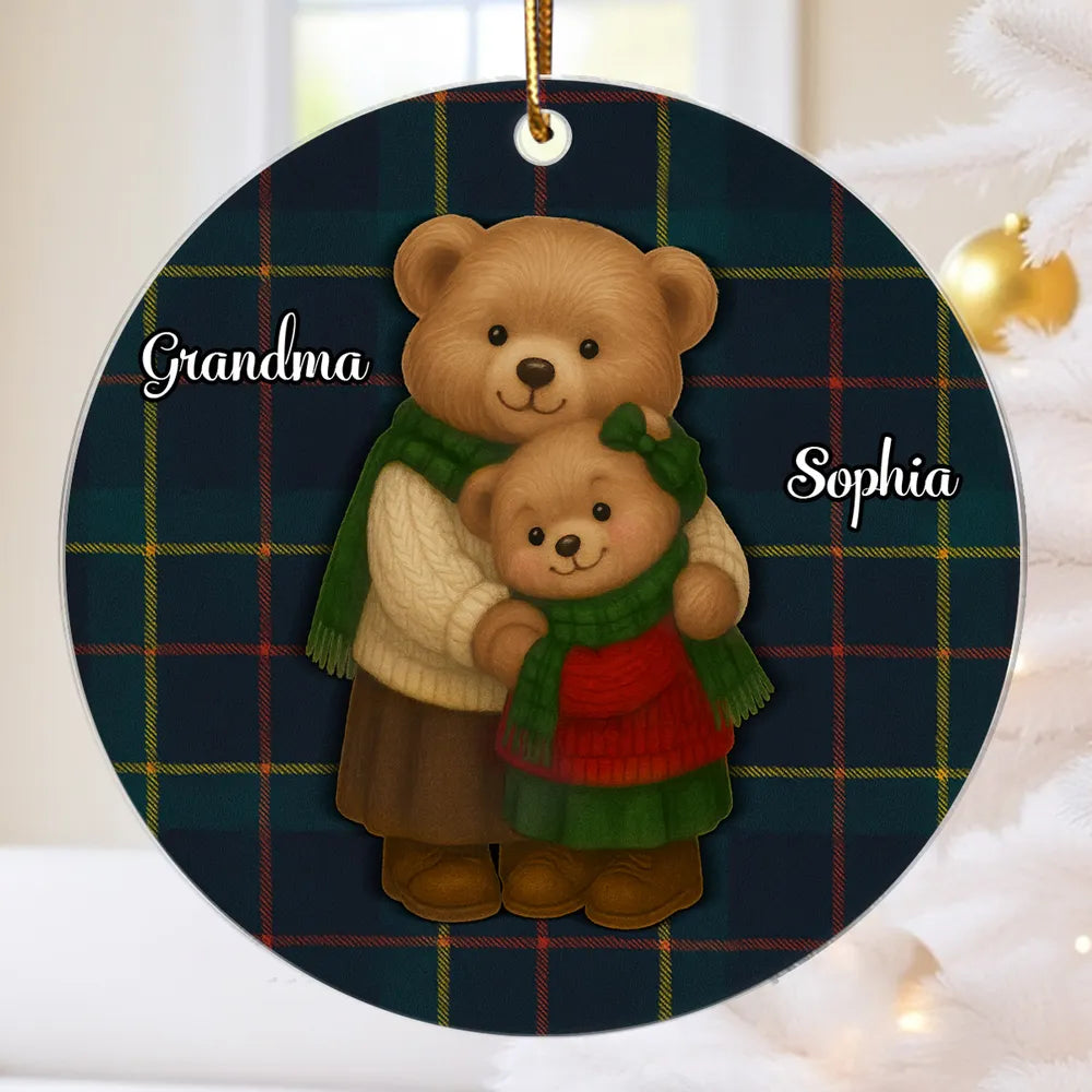 Personalized Bear Family Christmas Ornament for Grandma - Holiday Gift Ornament MagicInPrints