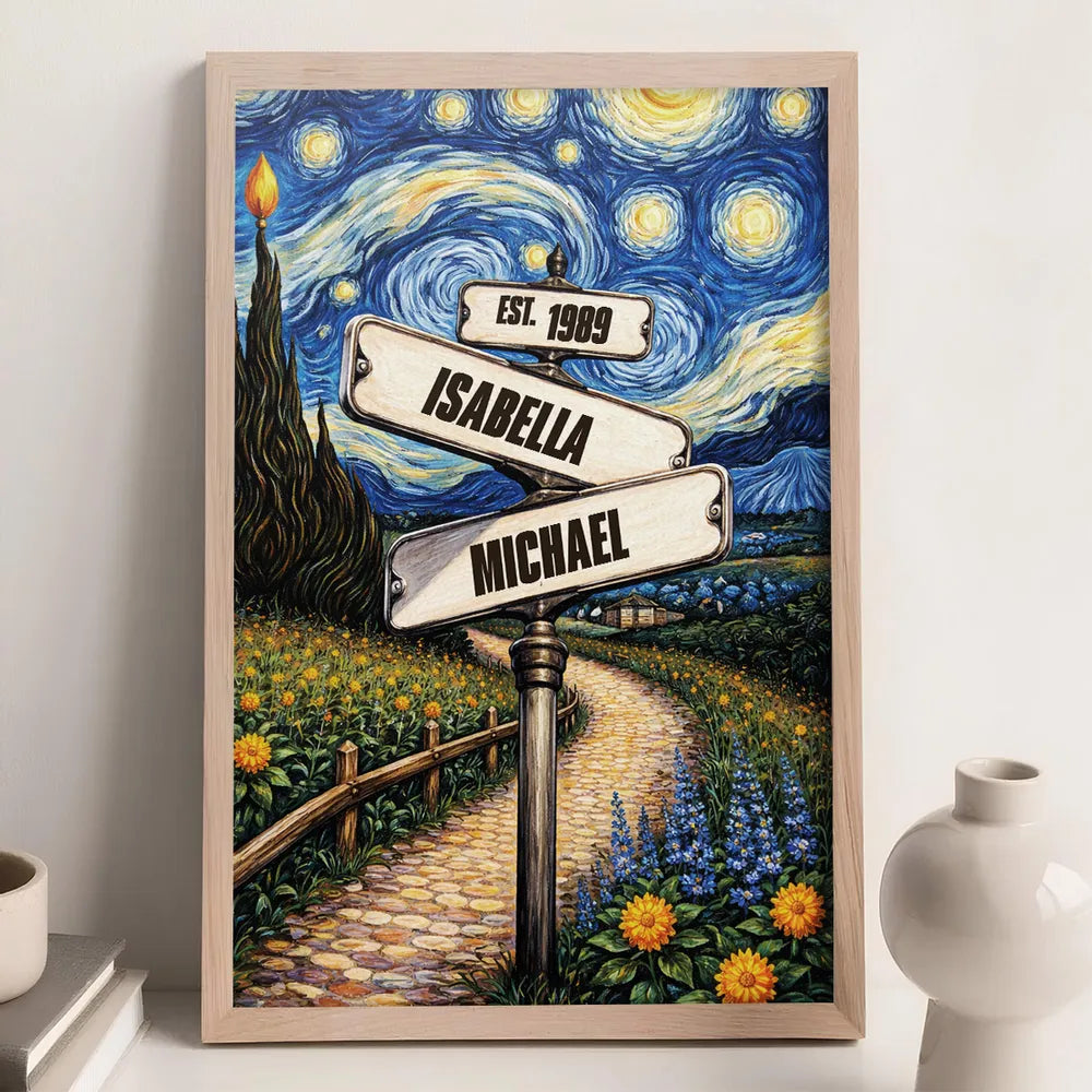 Personalized Starry Night Street Sign Canvas for Couples - Anniversary Gift Poster or Canvas MagicInPrints