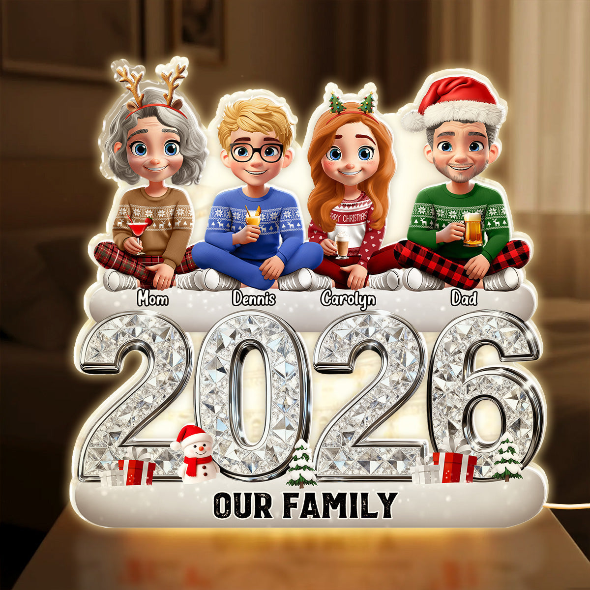 Custom Family Christmas Ornament 2026 - Personalized Holiday Decor Plaque MagicInPrints