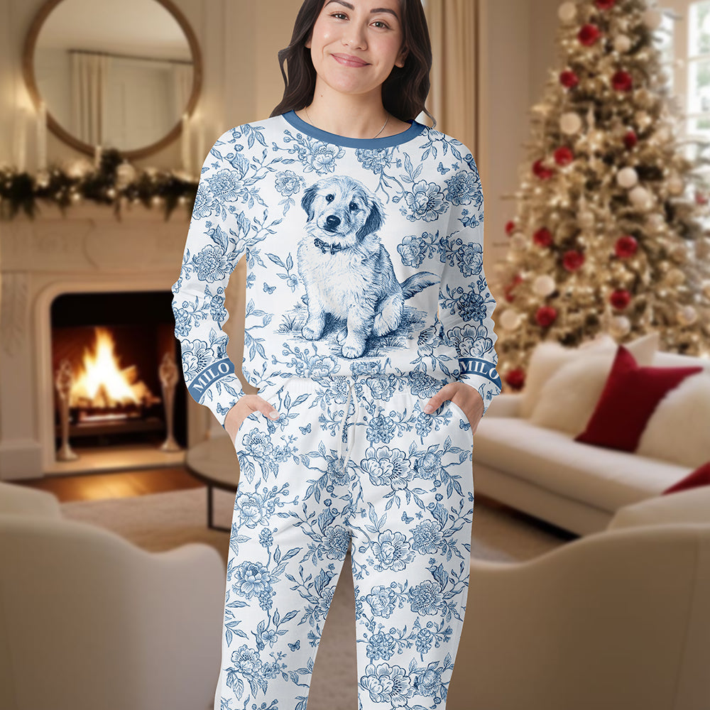 Toile de Jouy Pajama Set – Custom Photo Gifts for Dog Lovers Pajama Set MagicInPrints