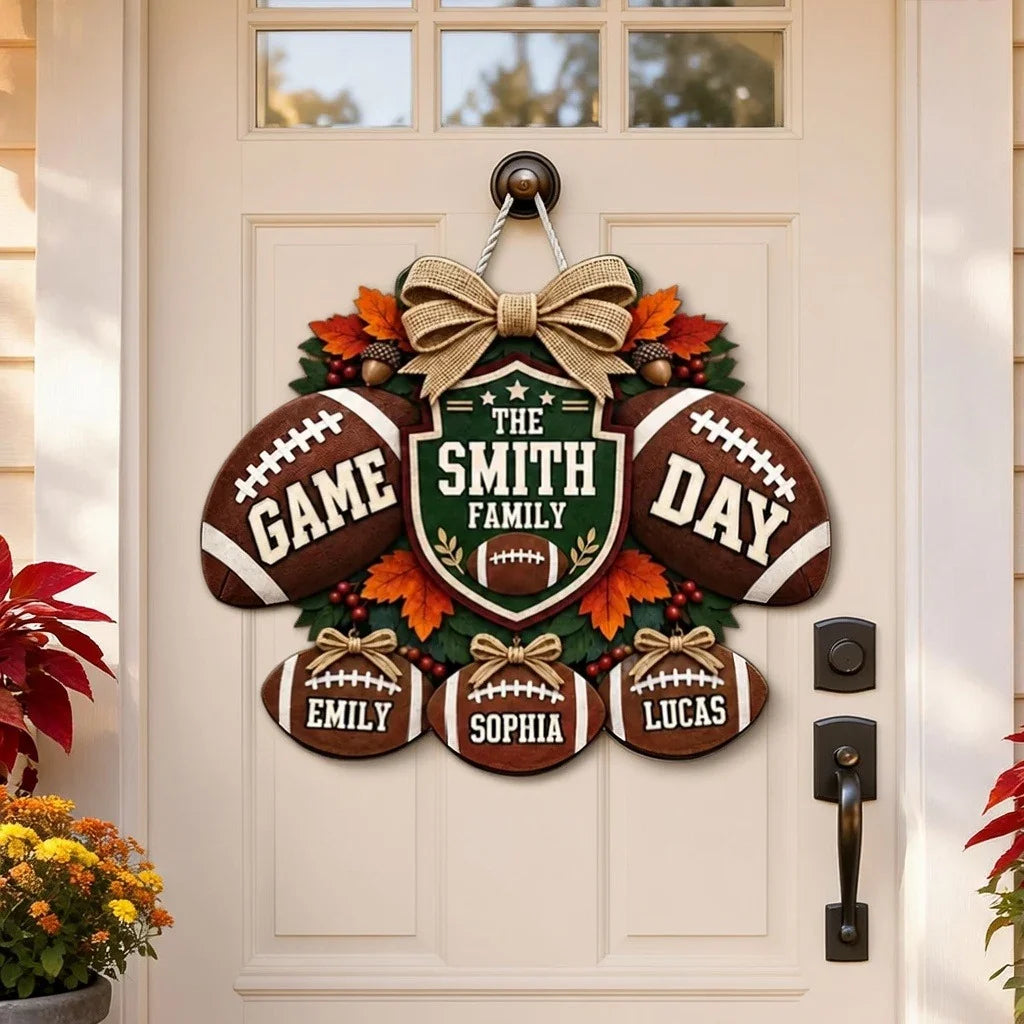 Personalized Football Door Sign Custom Gift for Family