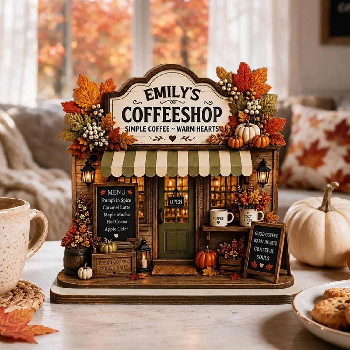 Personalized 2-Layer Wooden Plaque Coffee Shop Decor Gift for Family & Friends